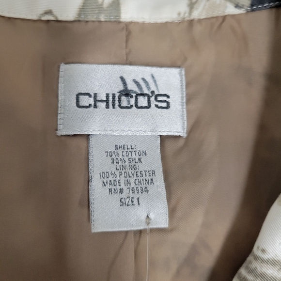 Beatiful Spring Jacket Womens 1  White Blazer Long  Tress Leaves Cotton/ Silk - Picture 8 of 9